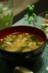 小松菜とネギのお味噌汁